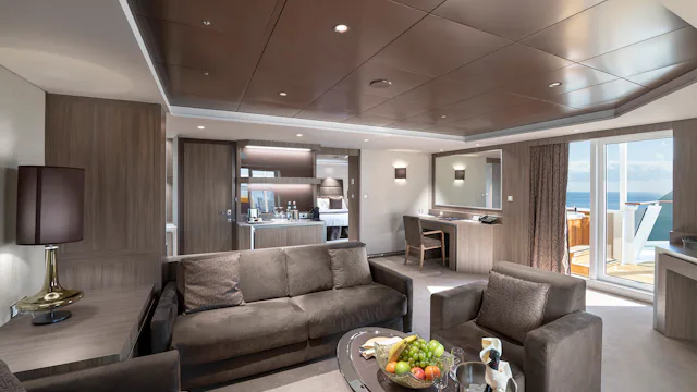 One of the lavish suites in the MSC Yacht Club