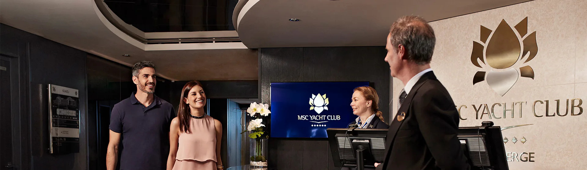 Butler greeting guests at the MSC Yacht Club