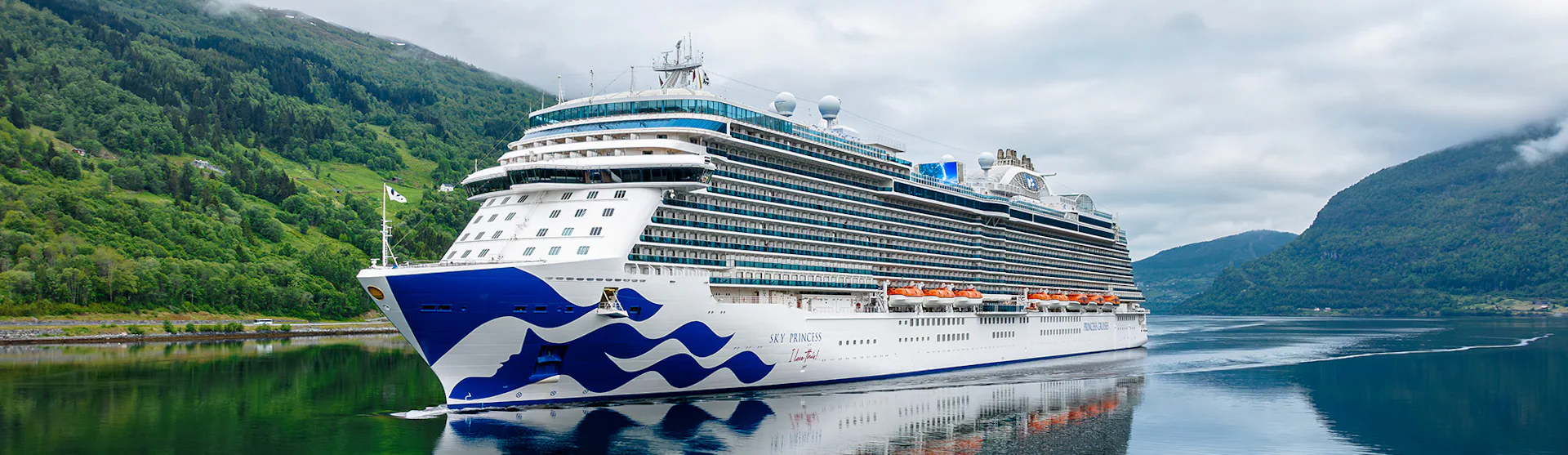 Sky Princess cruising near Olden, Norway