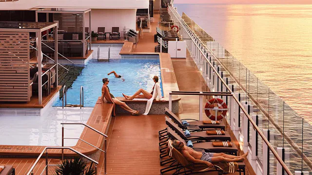 Silversea - Silver Ray pool at sunset
